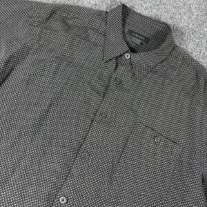 TOSCANO 100% Silk 2XL Short Sleeve Shirt Dark Gray Geometric XXL Button Down